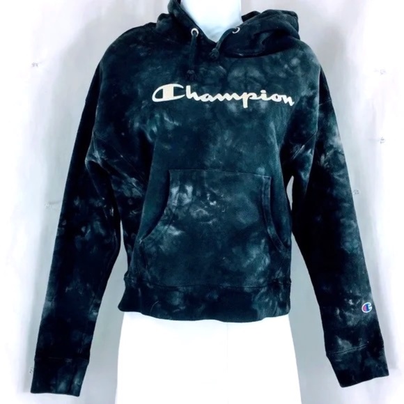 Champion Womens Hoodie Reverse Weave Scrunch Tie Dye Script Logo Size S - Picture 1 of 8